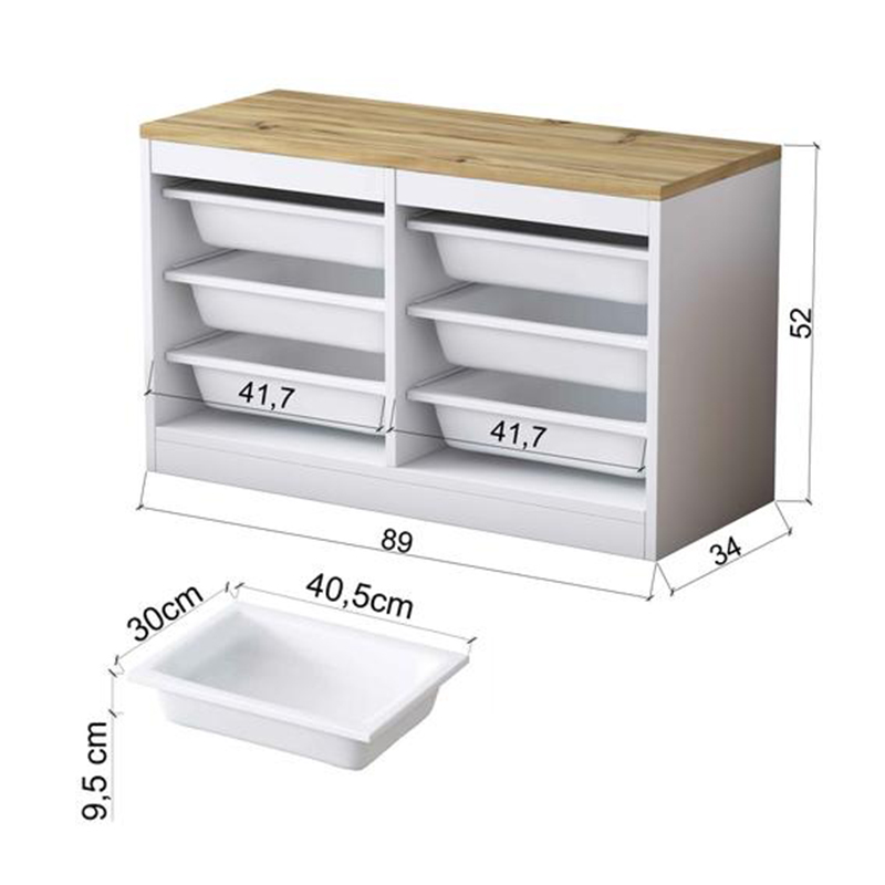 Συρταριέρα Beretta pakoworld 6 συρταριών λευκό-καρυδί 89x34x52εκ