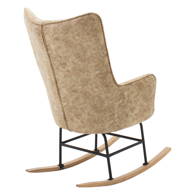 Πολυθρόνα Claire pakoworld κουνιστή ύφασμα καφέ μπεζ antique 69x82x95εκ