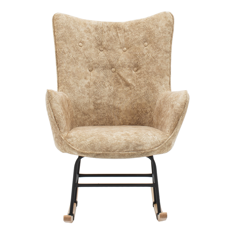 Πολυθρόνα Claire pakoworld κουνιστή ύφασμα καφέ μπεζ antique 69x82x95εκ