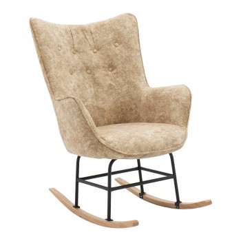 Πολυθρόνα Claire pakoworld κουνιστή ύφασμα καφέ μπεζ antique 69x82x95εκ