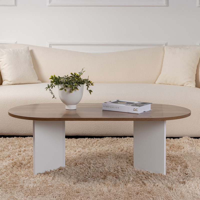 Τραπέζι σαλονιού Tabletod pakoworld σε καρυδί-λευκή απόχρωση 119x60x40εκ