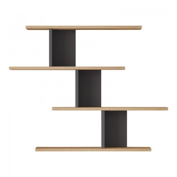 Ραφιέρα τοίχου Zaka pakoworld σε φυσική-ανθρακί απόχρωση 98.7x14.5x78εκ