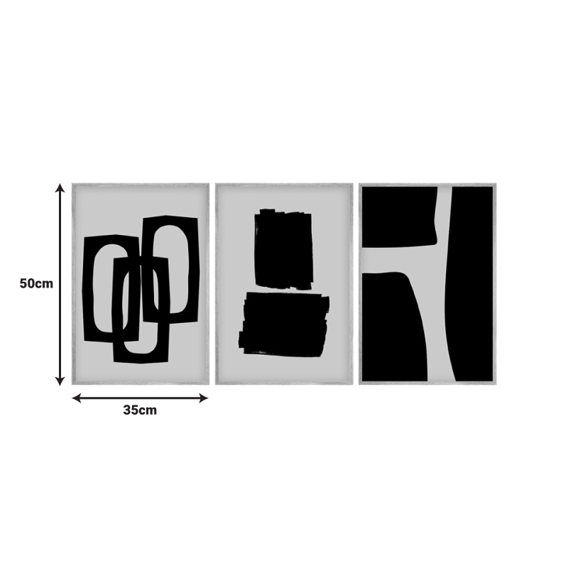 Πίνακας σε καμβά Blacky pakoworld τρίπτυχος με ψηφιακή εκτύπωση 50x2x35εκ