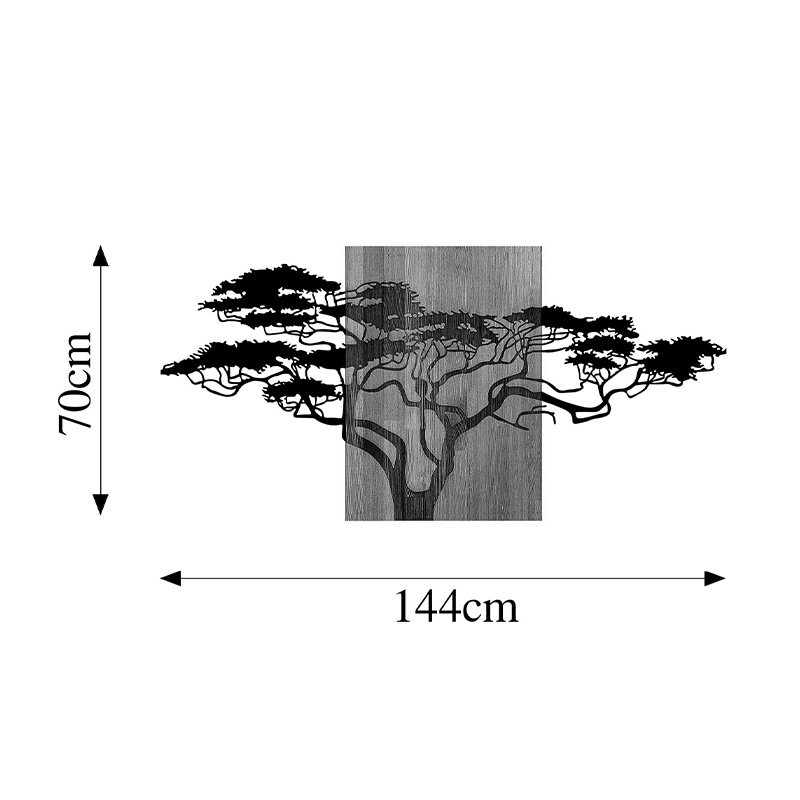 Διακοσμητικό τοίχου Efren pakoworld ξύλο πεύκου σε φυσική απόχρωση με μαύρο μέταλλο 144x3x70εκ