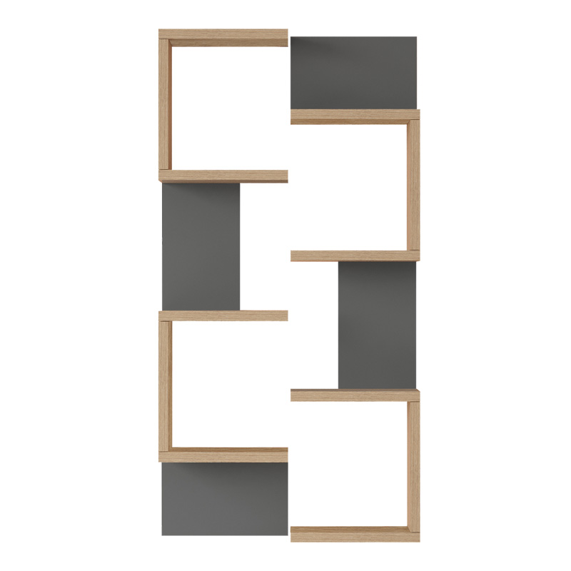 Ραφιέρα τοίχου Pomar pakoworld σε φυσική-ανθρακί απόχρωση 47.2x14.5x92.5εκ