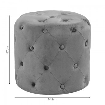 Σκαμπό-πουφ Seval pakoworld βελούδο ανθρακί Φ49x47εκ