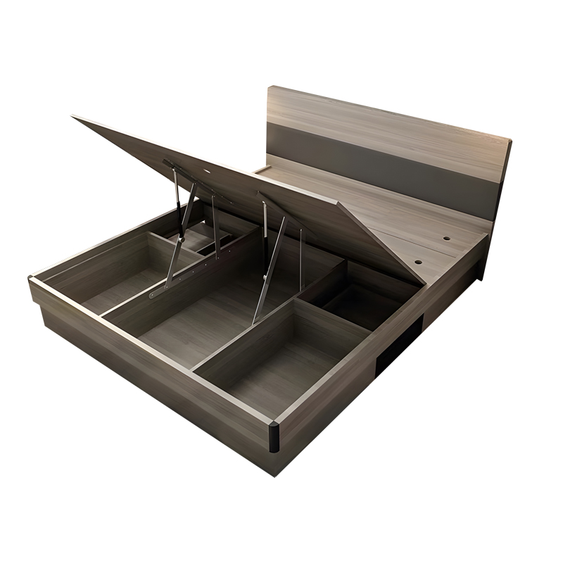 Κρεβάτι Daizy pakoworld διπλό με αποθηκευτικό χώρο ανοιχτό καρυδί-γκρι150x200εκ