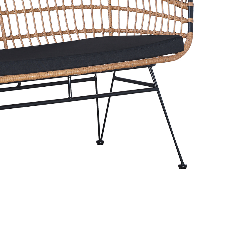 Καναπές 2θέσιος Naoki pakoworld με μαξιλάρι pe φυσικό-μέταλλο μαύρο 120x62x79εκ