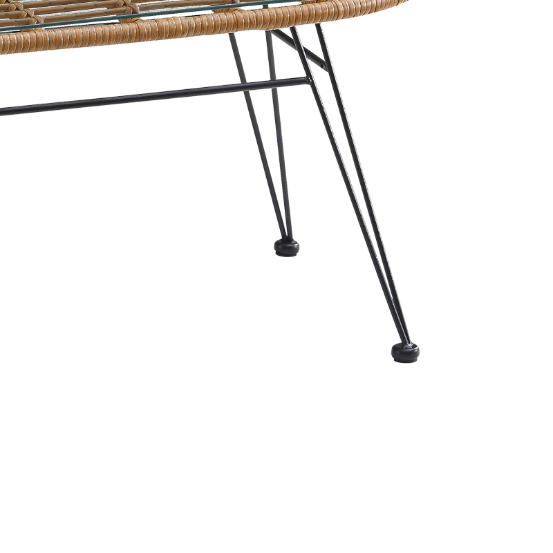 Τραπέζι Naoki pakoworld μαύρο μέταλλο-pe φυσικό-γυαλί 100x45x46εκ