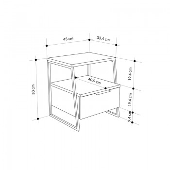 Κομοδίνο Johana pakoworld μαύρο-λευκό 45x40x50εκ