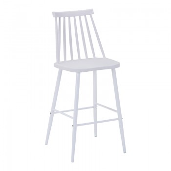 Σκαμπό μπαρ Aurora I pakoworld pp σε λευκή απόχρωση-πόδι μεταλλικό λευκό 42x47x99εκ