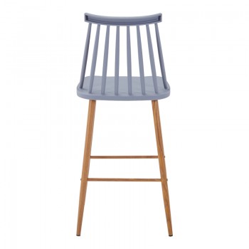 Σκαμπό μπαρ Aurora I pakoworld pp σε γκρι απόχρωση-πόδι μεταλλικό φυσικό 42x47x99εκ