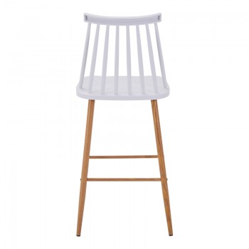 Σκαμπό μπαρ Aurora I pakoworld pp σε λευκή απόχρωση-πόδι μεταλλικό φυσικό 42x47x99εκ