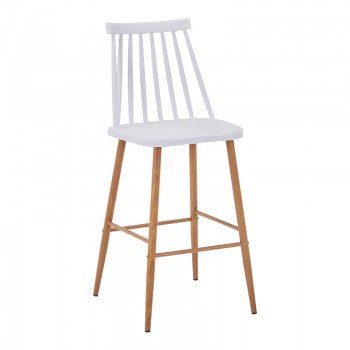 Σκαμπό μπαρ Aurora I pakoworld pp σε λευκή απόχρωση-πόδι μεταλλικό φυσικό 42x47x99εκ