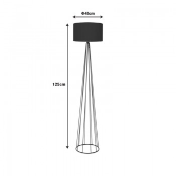 Φωτιστικό δαπέδου Florencia pakoworld Ε27 μαύρο ύφασμα-μέταλλο Φ40x125εκ