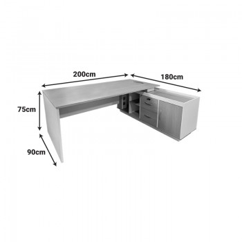 Γραφείο εργασίας επαγγελματικό Armadi pakoworld γωνιακό σε sonoma-λευκή απόχρωση 200x90x75εκ