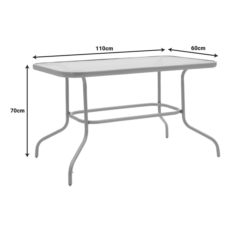 Τραπέζι Valor pakoworld μέταλλο μαύρο-γυαλί 110x60x70εκ