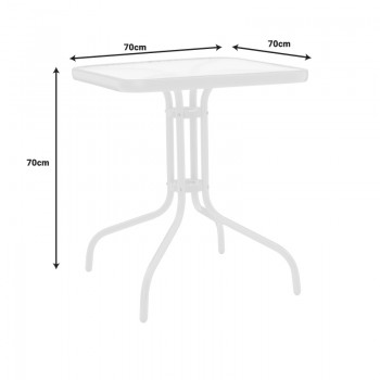 Τραπέζι Watson pakoworld μέταλλο λευκό- γυαλί 70x70x70εκ