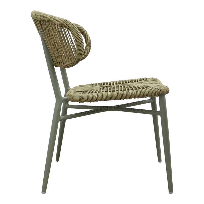 Καρέκλα στοιβαζόμενη Agus pakoworld αλουμίνιο-pe rattan σε φυσική απόχρωση 55x63x77εκ