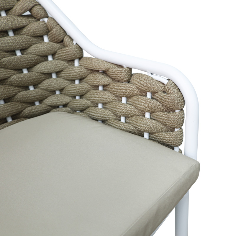 Σκαμπό μπαρ Zuki pakoworld αλουμίνιο με λευκό σκελετό-φυσικό σχοινί 55x54x109εκ