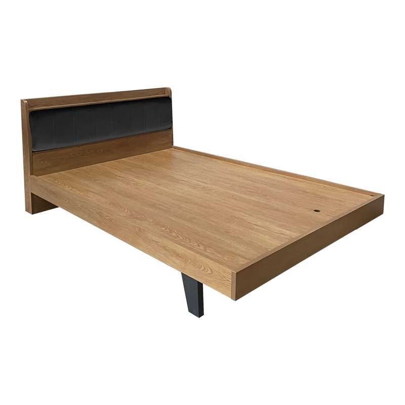 Κρεβάτι Frankly pakoworld mdf-pu σε καρυδί-μαύρο απόχρωση 150x200εκ