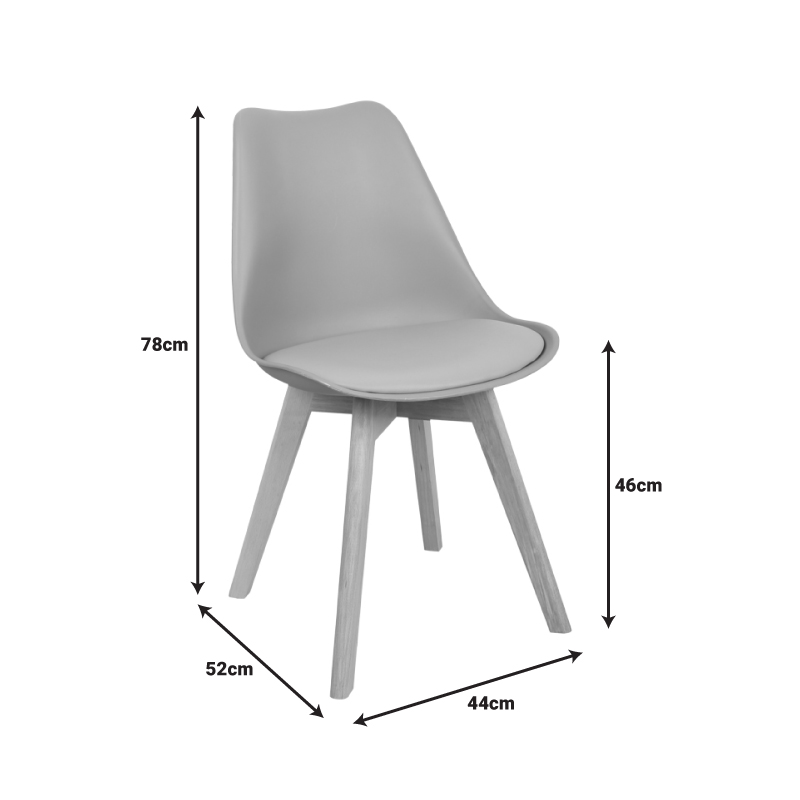 Καρέκλα Gaston pakoworld PP-PU ανοιχτό γκρι απόχρωση- φυσικό πόδι 43x51x75εκ