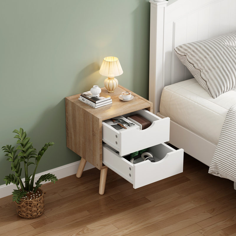 Κομοδίνο Selma pakoworld σε sonoma-λευκή απόχρωση 29.7x29.7x45εκ