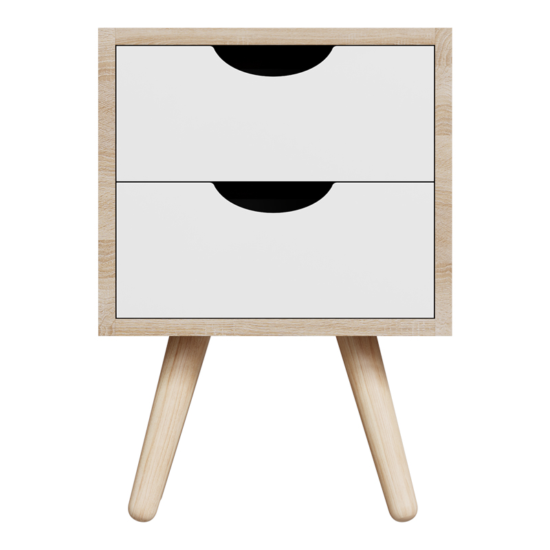 Κομοδίνο Selma pakoworld σε sonoma-λευκή απόχρωση 29.7x29.7x45εκ