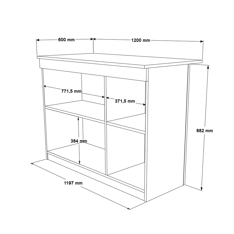 Τραπέζι-πάγκος κουζίνας Kogile pakoworld σε λευκή απόχρωση 120x60x88.2εκ