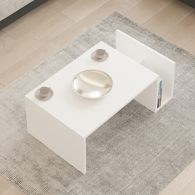 Τραπέζι σαλονιού Poko pakoworld σε λευκή απόχρωση 86.8x50x32,4εκ