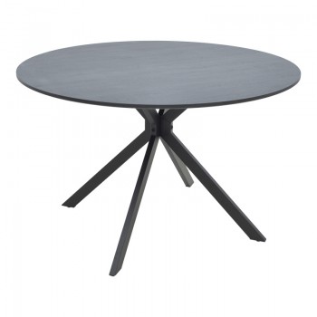 Τραπέζι Xuson pakoworld mdf σε ανθρακί απόχρωση με πόδι μαύρο μέταλλο Φ120x75εκ