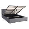 Κρεβάτι διπλό Kamaho pakoworld βελούδο ανθρακί με αποθηκευτικό χώρο 160x200εκ