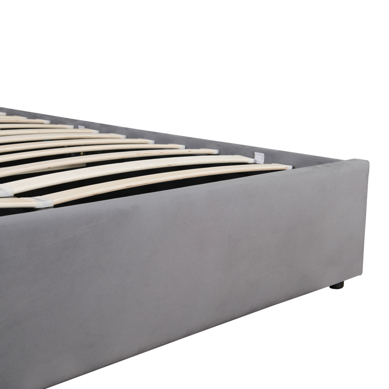 Κρεβάτι διπλό Kamaho pakoworld βελούδο ανθρακί με αποθηκευτικό χώρο 160x200εκ