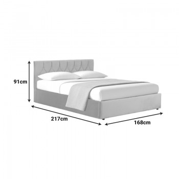 Κρεβάτι διπλό Kamaho pakoworld βελούδο κρεμα με αποθηκευτικό χώρο 160x200εκ