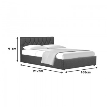 Κρεβάτι διπλό Kamaho I pakoworld ύφασμα ανθρακί με αποθηκευτικό χώρο 160x200εκ