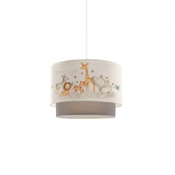 Παιδικό φωτιστικό οροφής μονόφωτο PWL-1097 pakoworld Ε27 λευκό-γκρι-πορτοκαλί Φ30x20εκ