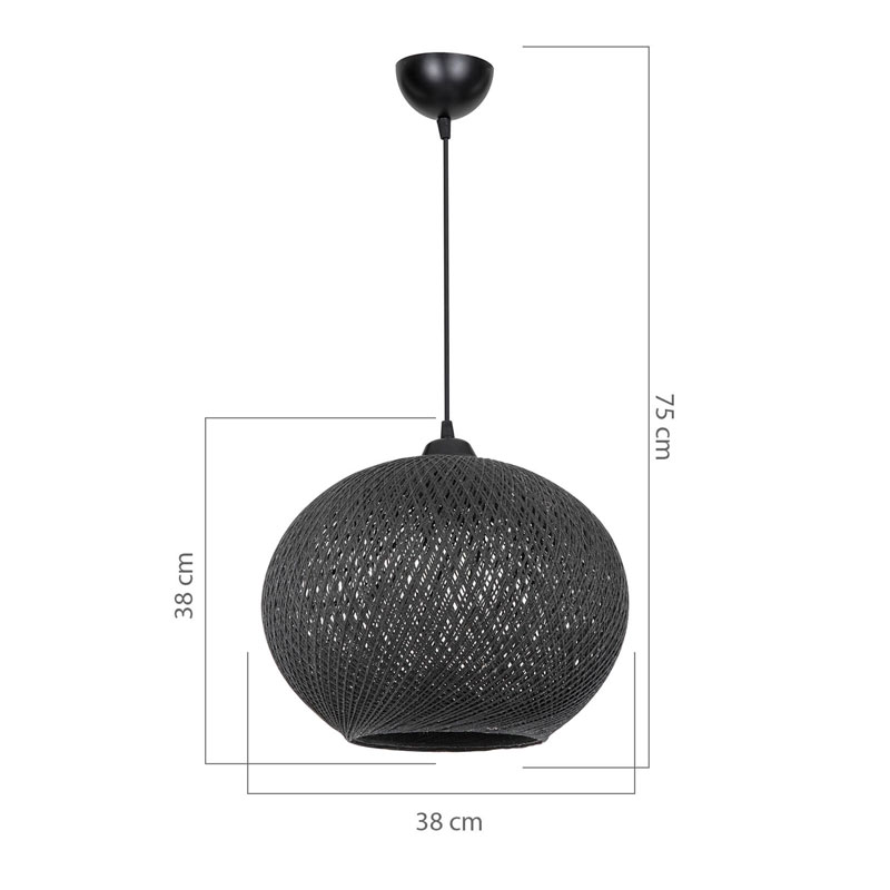 Φωτιστικό οροφής μονόφωτο Leshia pakoworld Ε27 μαύρο Φ38x38εκ