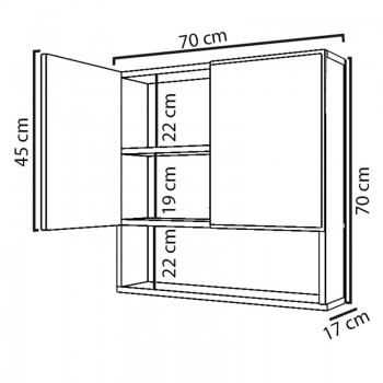 Ντουλάπι μπάνιου με καθρέπτη Zante pakoworld λευκό 70x17x70εκ