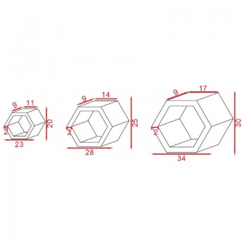 Ραφιέρα τοίχου Radix pakoworld 3 τμχ μασίφ ξύλο πεύκου φυσικό 30x9x34εκ