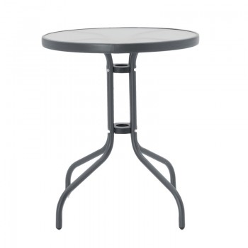 Τραπέζι Watson pakoworld μέταλλο ανθρακί-γυαλί Φ60x70εκ