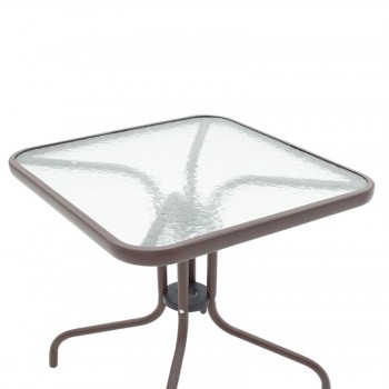 Τραπέζι Watson pakoworld μέταλλο καφέ-γυαλί 80x80x70εκ