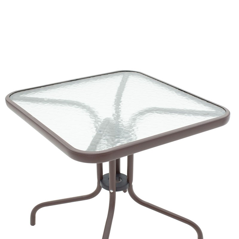 Τραπέζι Watson pakoworld μέταλλο καφέ-γυαλί 80x80x70εκ
