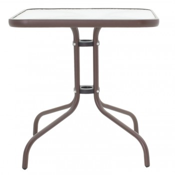 Τραπέζι Watson pakoworld μέταλλο καφέ-γυαλί 80x80x70εκ