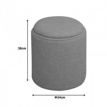 Σκαμπό-μπαούλο Batur pakoworld μπουκλέ ύφασμα σε χακί απόχρωση Φ34x38εκ