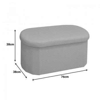 Σκαμπό-μπαούλο Otto pakoworld ύφασμα μπουκλέ σε κρεμ-ivory απόχρωση 76x38x38εκ