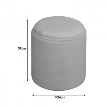 Σκαμπό-μπαούλο Batur pakoworld μπουκλέ ύφασμα σε λευκή απόχρωση Φ34x38εκ