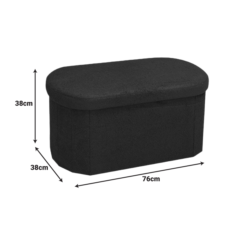 Σκαμπό-μπαούλο Otto pakoworld ύφασμα μπουκλέ σε ανθρακί απόχρωση 76x38x38εκ