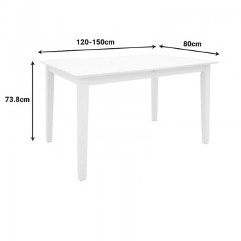 Tραπέζι επεκτεινόμενο Mabor pakoworld ξύλο σε λευκή απόχρωση 120-150x80x73,8εκ