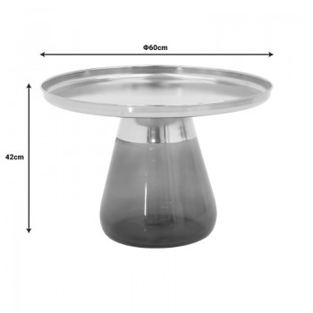 Τραπέζια σαλονιού Kunlo Inart σετ 2τεμ χρυσό χρώμιο-μαύρο γυαλί