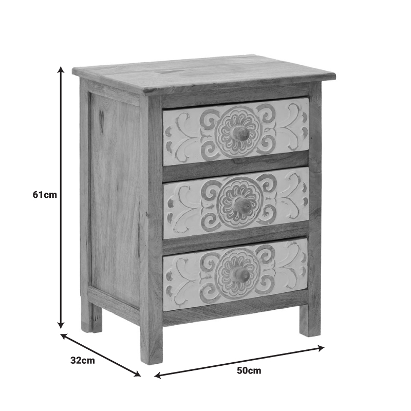 Συρταριέρα Inart 3-50-245-0017 ξύλο φυσικό-λευκό 50x32x61εκ